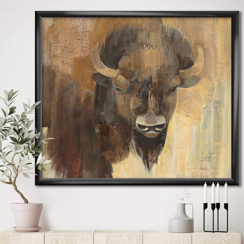 'Into the Wild Gold Buffalo' Picture Frame Print on Canvas LX4822