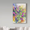 'Iris Blue and Tulips Too' Watercolor Painting Print on Wrapped Canvas LX5692