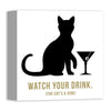 'Jerk Cat Martini' Graphic Art Print on Wrapped Canvas, 12