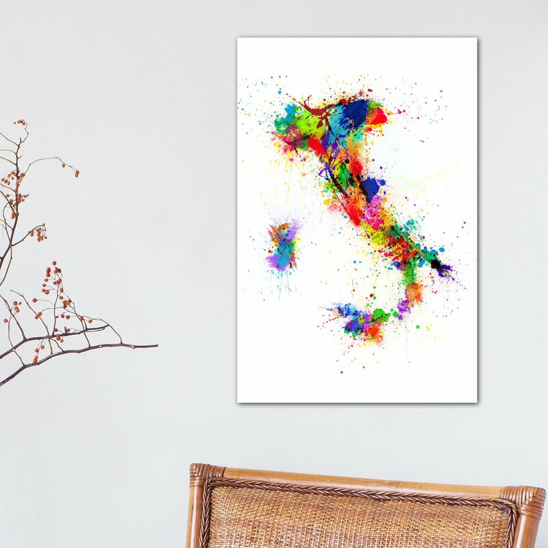 'Map of Italy Paint Splashes II' by Michael Tompsett Graphic Art RM253