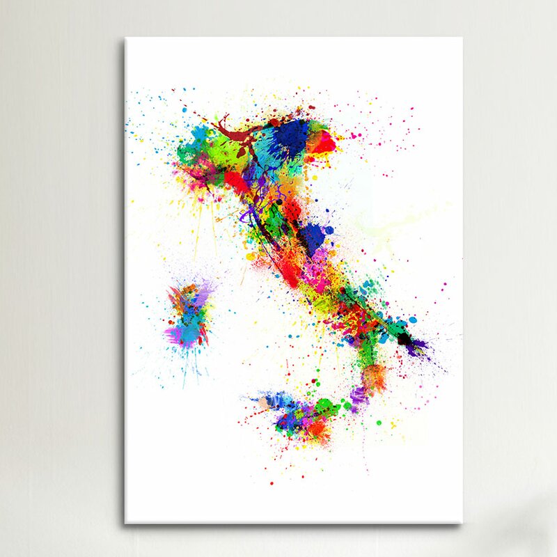 'Map of Italy Paint Splashes II' by Michael Tompsett Graphic Art RM253