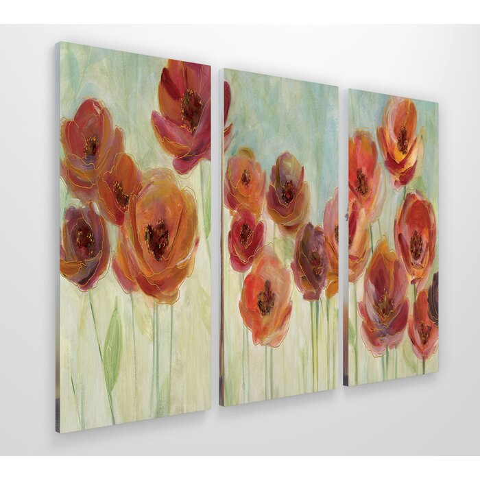 'Meadow Poppies' Acrylic Painting Print Multi-Piece Image (40" x 60") on Gallery Wrapped Canvas EJ342