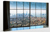 Blue 'New York City Window' Photographic Print on Wrapped Canvas K7699