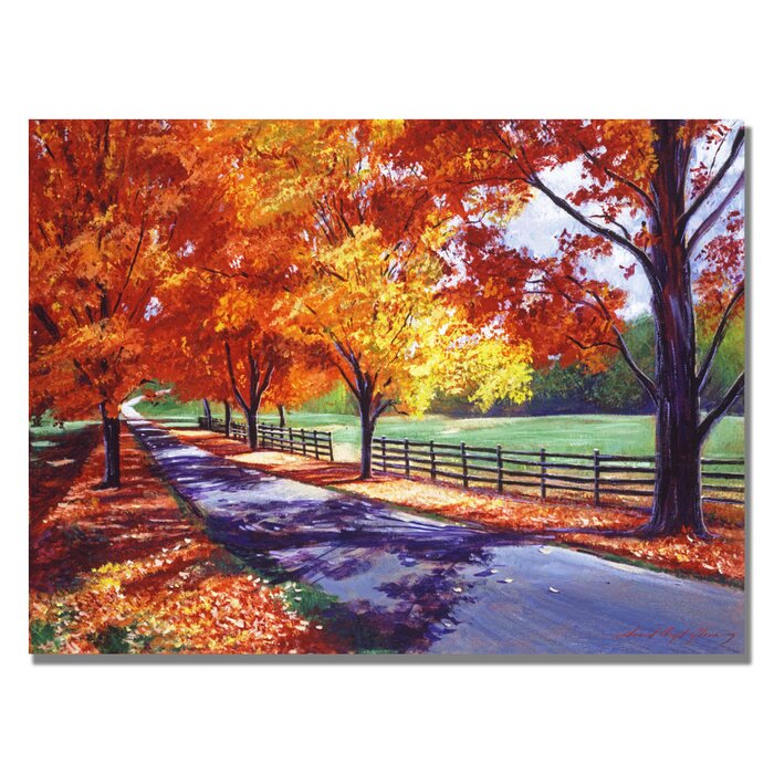'October Road' by David Lloyd Glover Painting Print on Wrapped Canvas - 35" x 47" x 2" (#K6369)