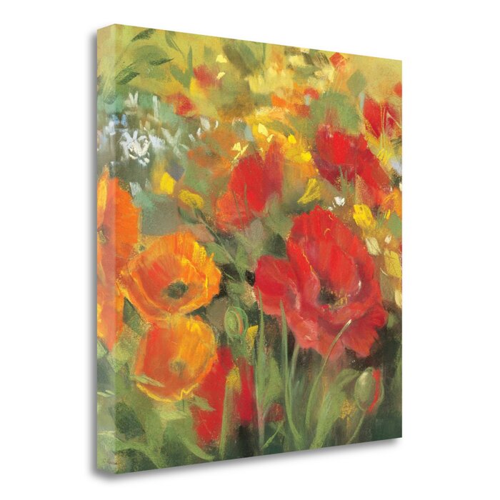 'Oriental Poppy Field I' Print on 12" x 12" Wrapped Canvas EE1301