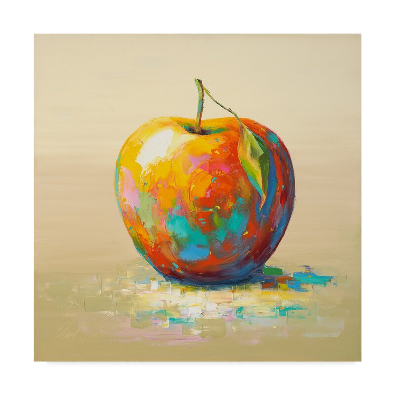 'Painted Apple' Acrylic Painting Print on Wrapped Canvas  #CR2001