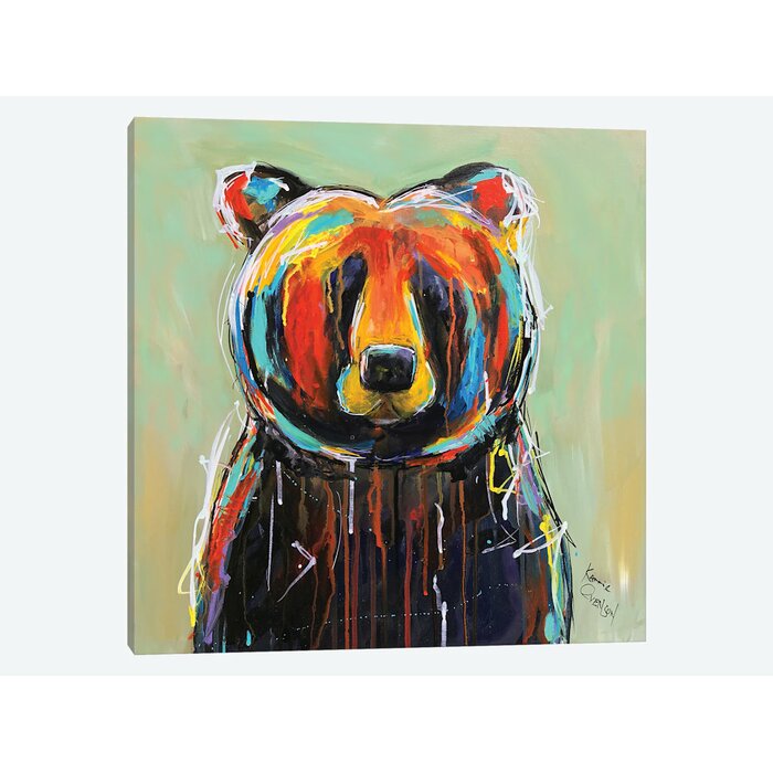 'Painted Black Bear' Print on Canvas - 12" x 12" x 0.75" (#K5478)