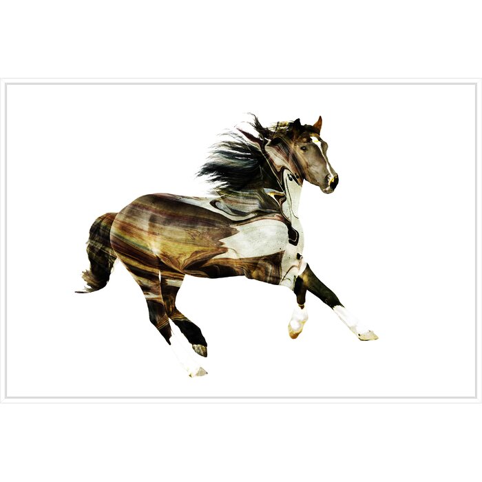 'Painted Horses E' Framed Graphic Art Print on Canvas LX5373