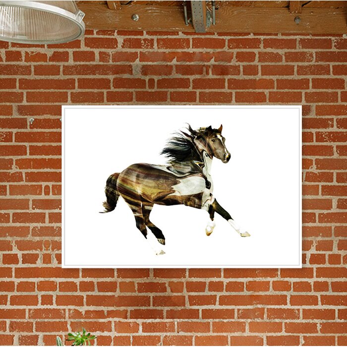 'Painted Horses E' Framed Graphic Art Print on Canvas LX5373