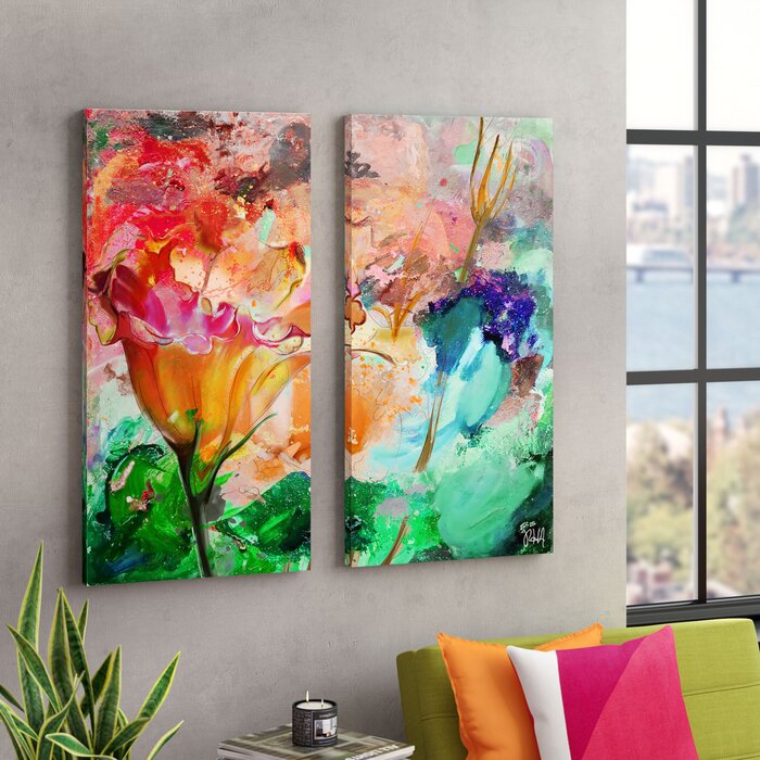 'Painted Petal LXI' Wrapped Canvas Graphic Print - 24" x 24" (#K1126)