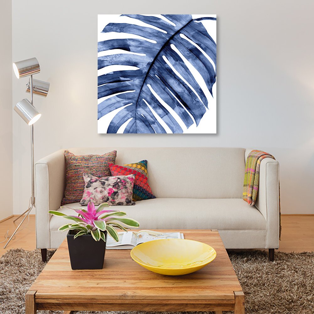 'Palm Close up II' Graphic Art Print on Canvas in Indigo CL412