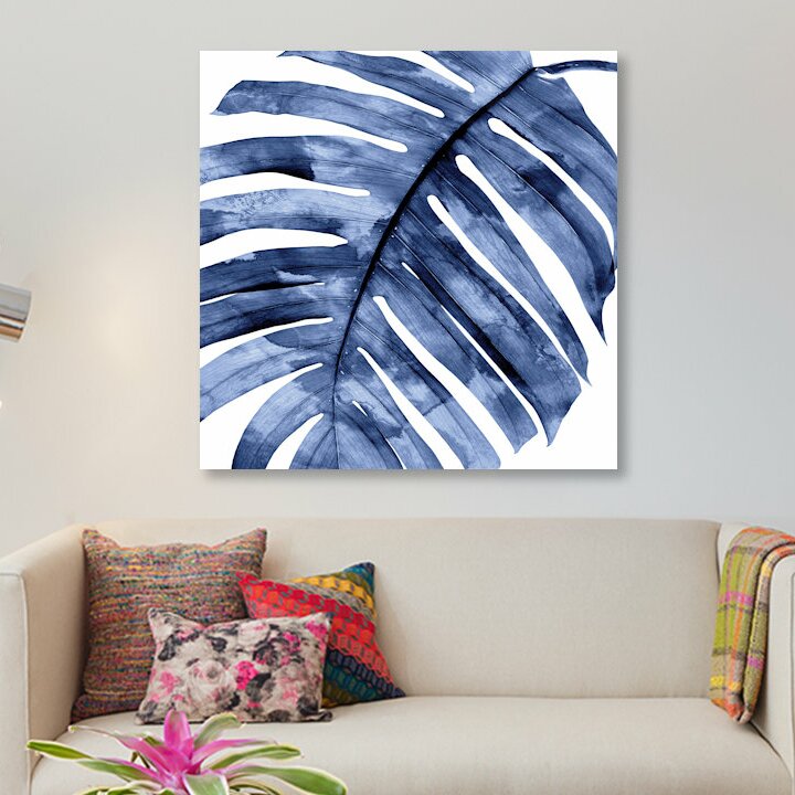 'Palm Close up II' Graphic Art Print on Canvas in Indigo CL412
