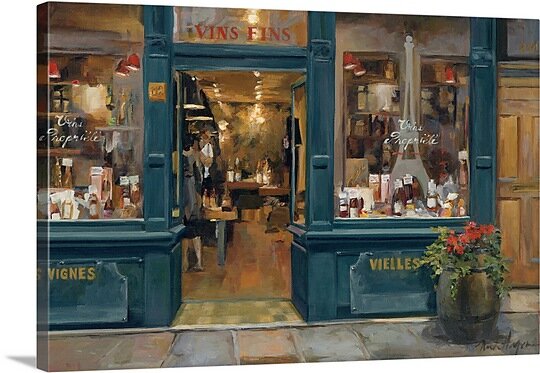 'Parisian Wine Shop' by Marilyn Hageman Painting Print on Canvas - 24" x 36" (#K1940)