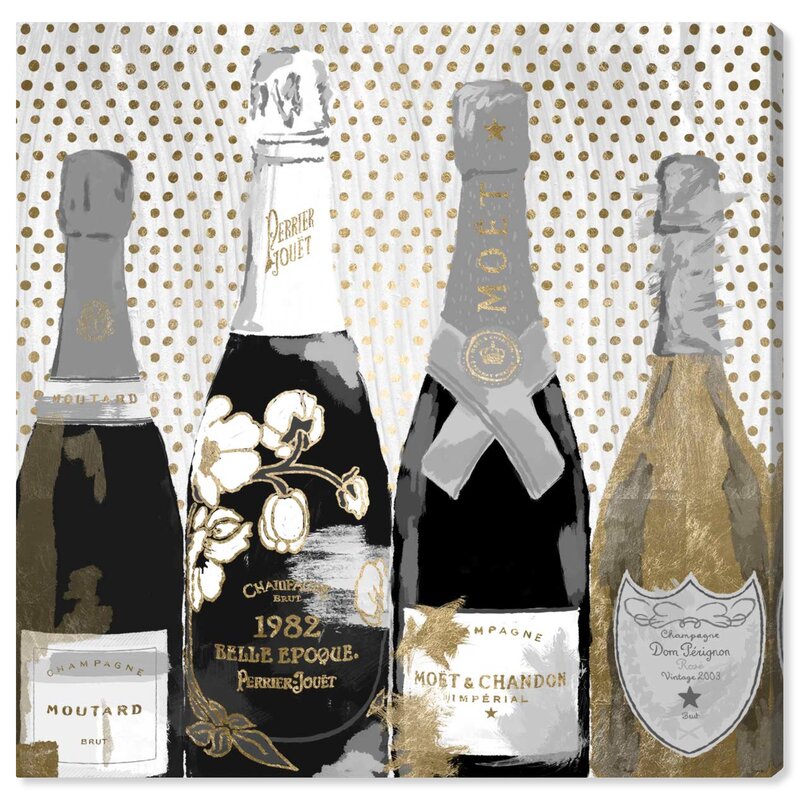 'Pass the Bottle Night' by Oliver Gal - Wrapped Canvas Graphic Art Print #J154