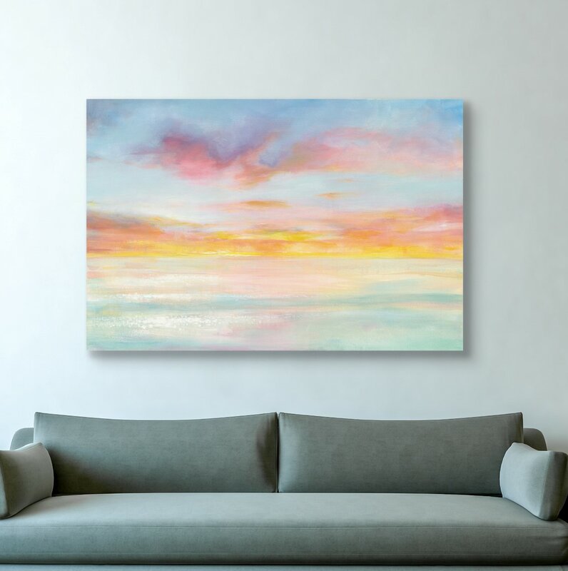 'Pastel Sky' Acrylic Painting Print on Wrapped Canvas - 40" x 60" (#K3823)