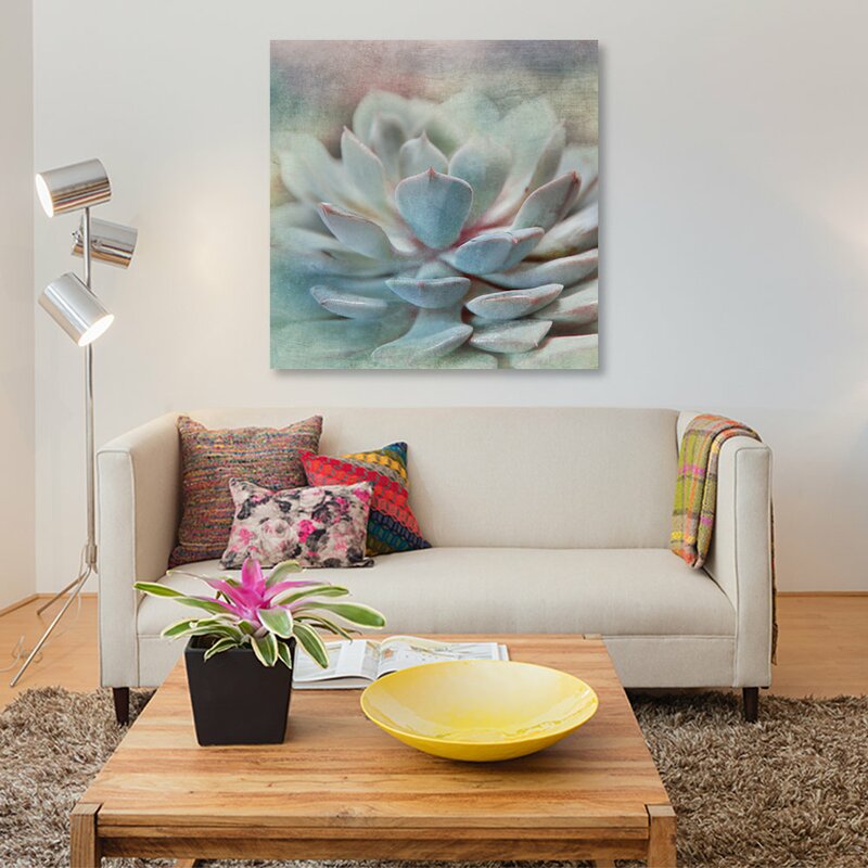 'Pastel Succulent I' Graphic Art Print on Canvas RA182