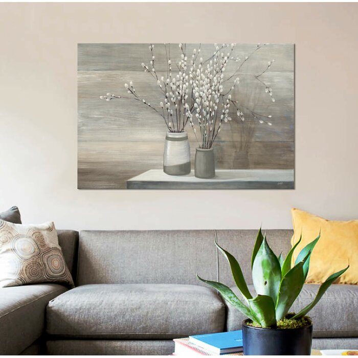 'Pussy Willow Still Life Gray Pots' by Julia Purinton - 60" x 40" (#K4801)