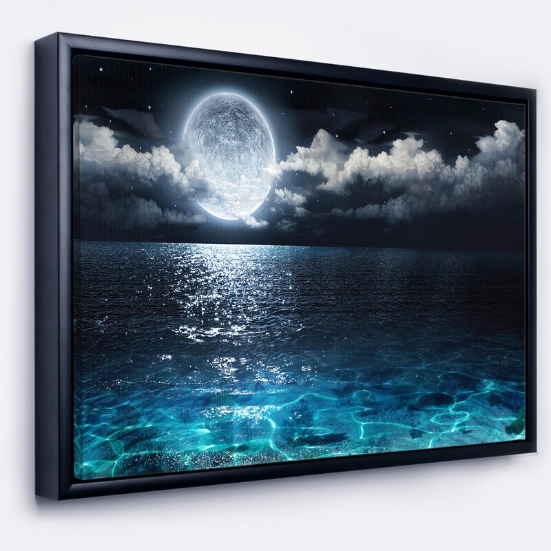'Romantic Full Moon over Sea' Graphic Art EJ584