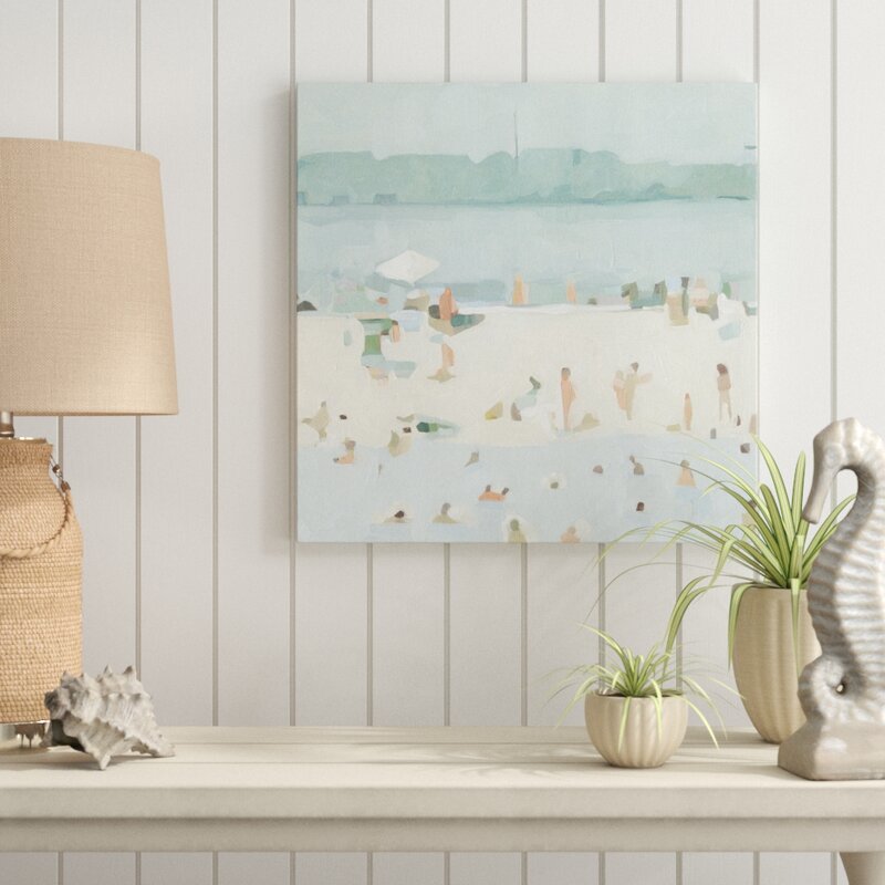 'Sea Glass Sandbar I' by Emma Scarvey Painting on Canvas - 20" x 20" (#K4394)