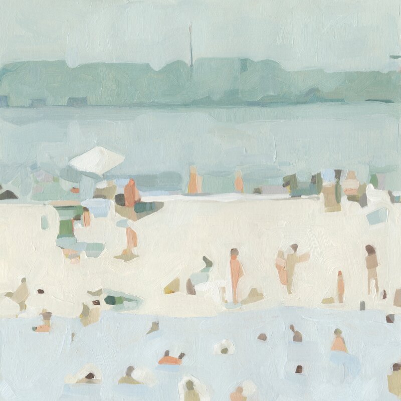 'Sea Glass Sandbar I' by Emma Scarvey Painting on Canvas - 20" x 20" (#K4394)