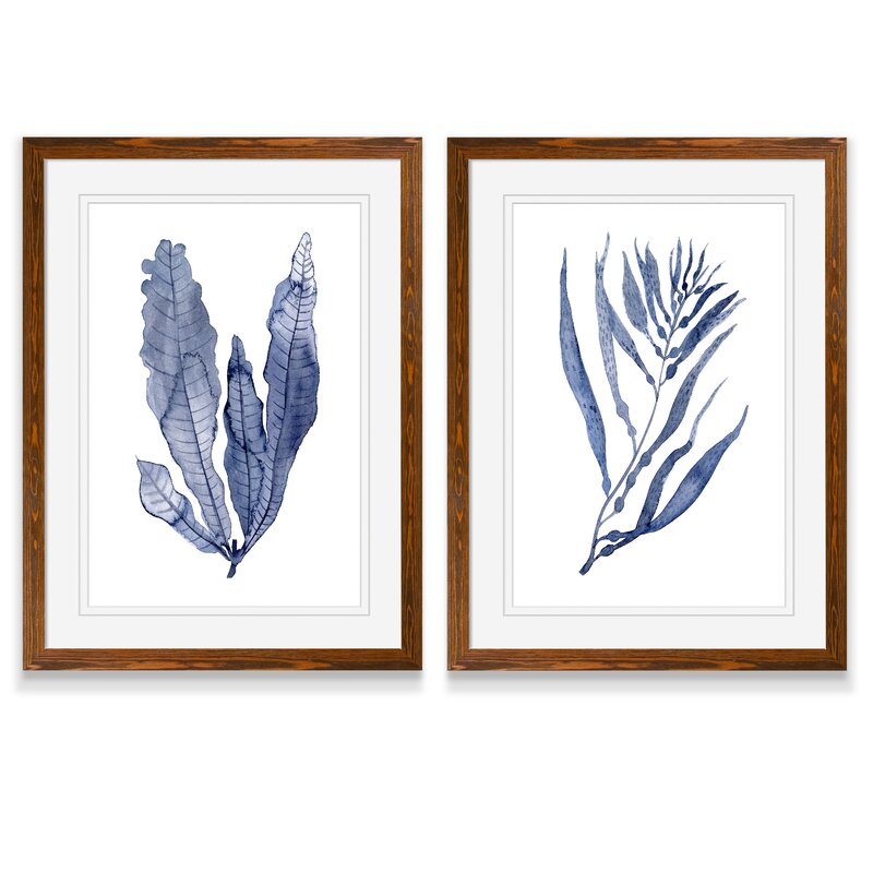 Blue 'Seaweed Under Water III' by Vincent Van Gogh - 2 Piece Picture Frame Painting Print Set (Set of 2) EJ837