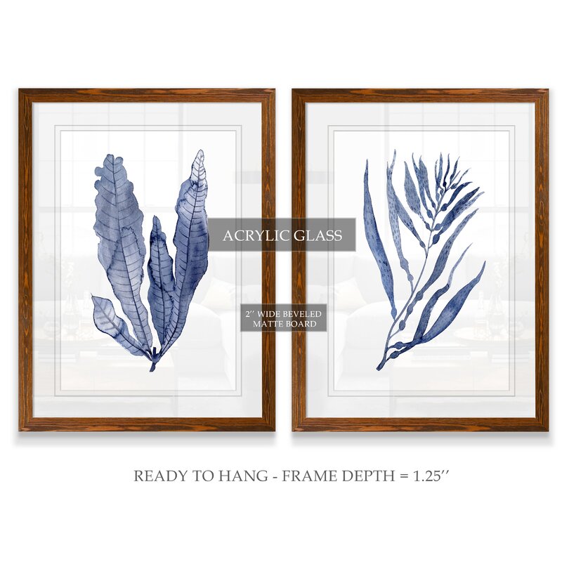 Blue 'Seaweed Under Water III' by Vincent Van Gogh - 2 Piece Picture Frame Painting Print Set (Set of 2) EJ837