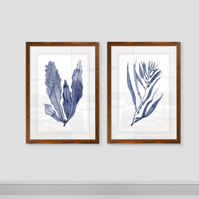Blue 'Seaweed Under Water III' by Vincent Van Gogh - 2 Piece Picture Frame Painting Print Set (Set of 2) EJ837