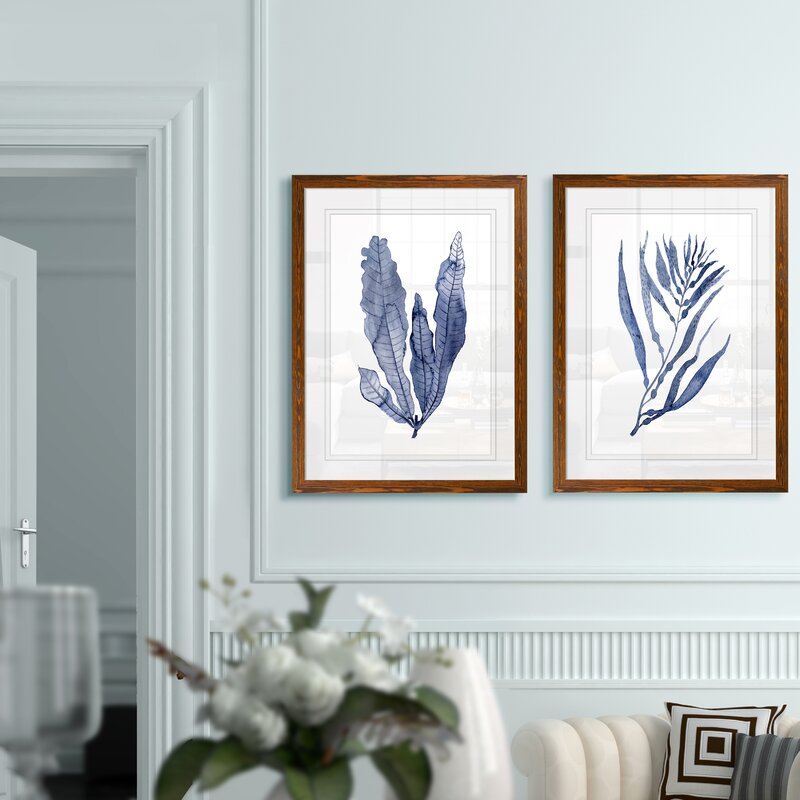Blue 'Seaweed Under Water III' by Vincent Van Gogh - 2 Piece Picture Frame Painting Print Set (Set of 2) EJ837