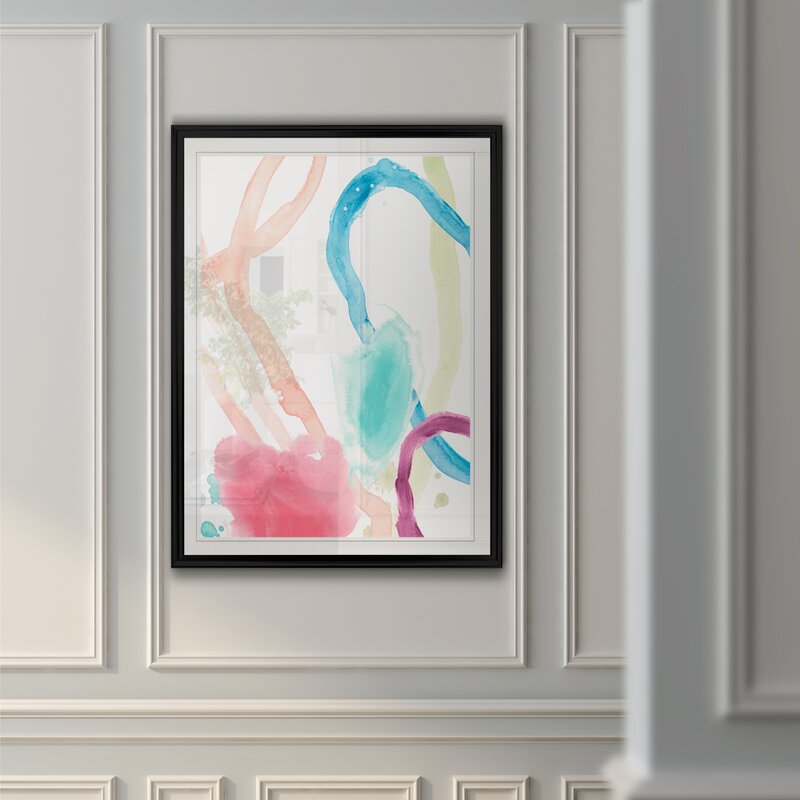 'Serpentine Rainbow I' Painting Print in Black Frame - 30" x 22" (#K1950)