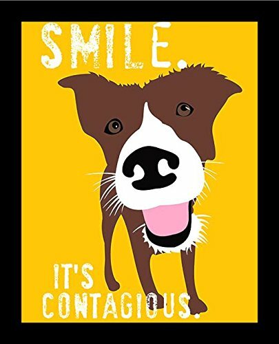 'Smile It's Contagious Happy Dog' Framed Graphic Art Print on Wood TJ253