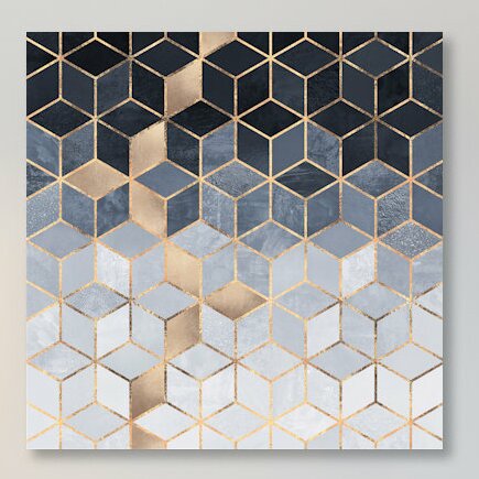 Gray/Gold/Black 'Soft Blue Cubes' by Elisabeth Fredriksson 2239