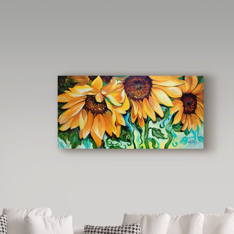 'Sunflower Dance' Acrylic Painting Print on Wrapped Canvas 10" H x 19" W x 2" D QL279