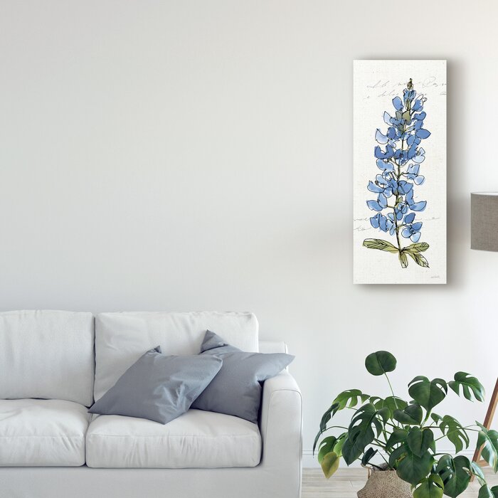 'Texas Bluebonnet III' Watercolor Painting Print on 10" x 24" Wrapped Canvas EE1121