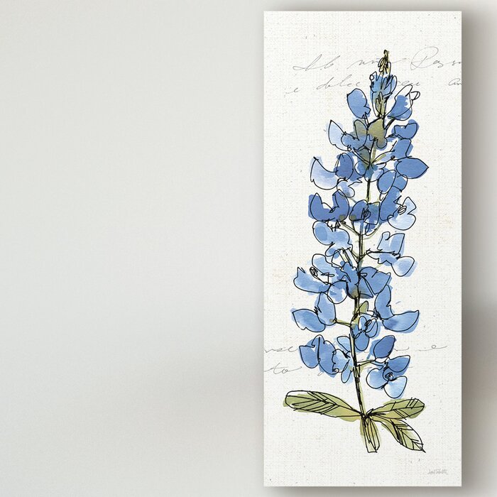 'Texas Bluebonnet III' Watercolor Painting Print on 10" x 24" Wrapped Canvas EE1121