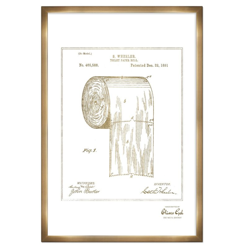 'Toilet Paper Roll 1891' Framed Memorabilia in Gold K7387