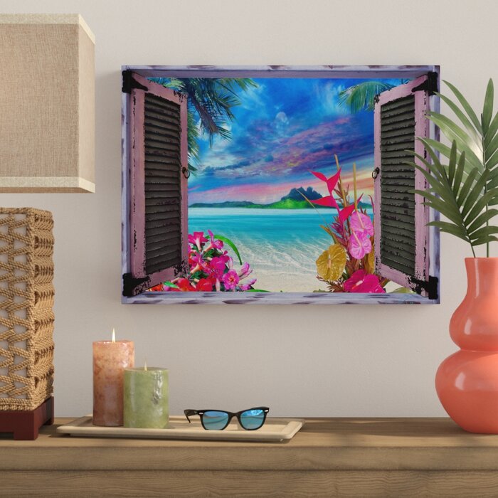 'Tropical Window to Paradise VII' Graphic Art Print on Wrapped Canvas - 24" x 32" (#K2094)