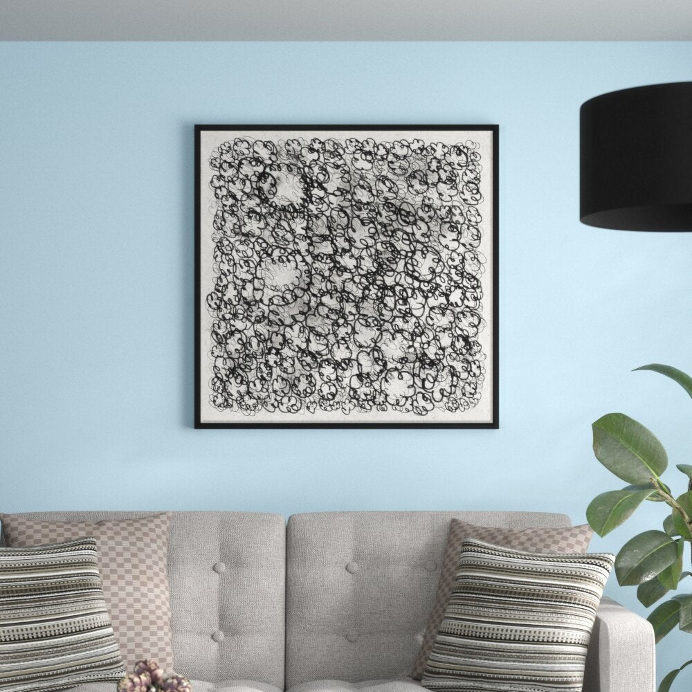 'Vibrating Flowers Congregating - Charcoal' Framed Graphic Art Print on Canvas K7711
