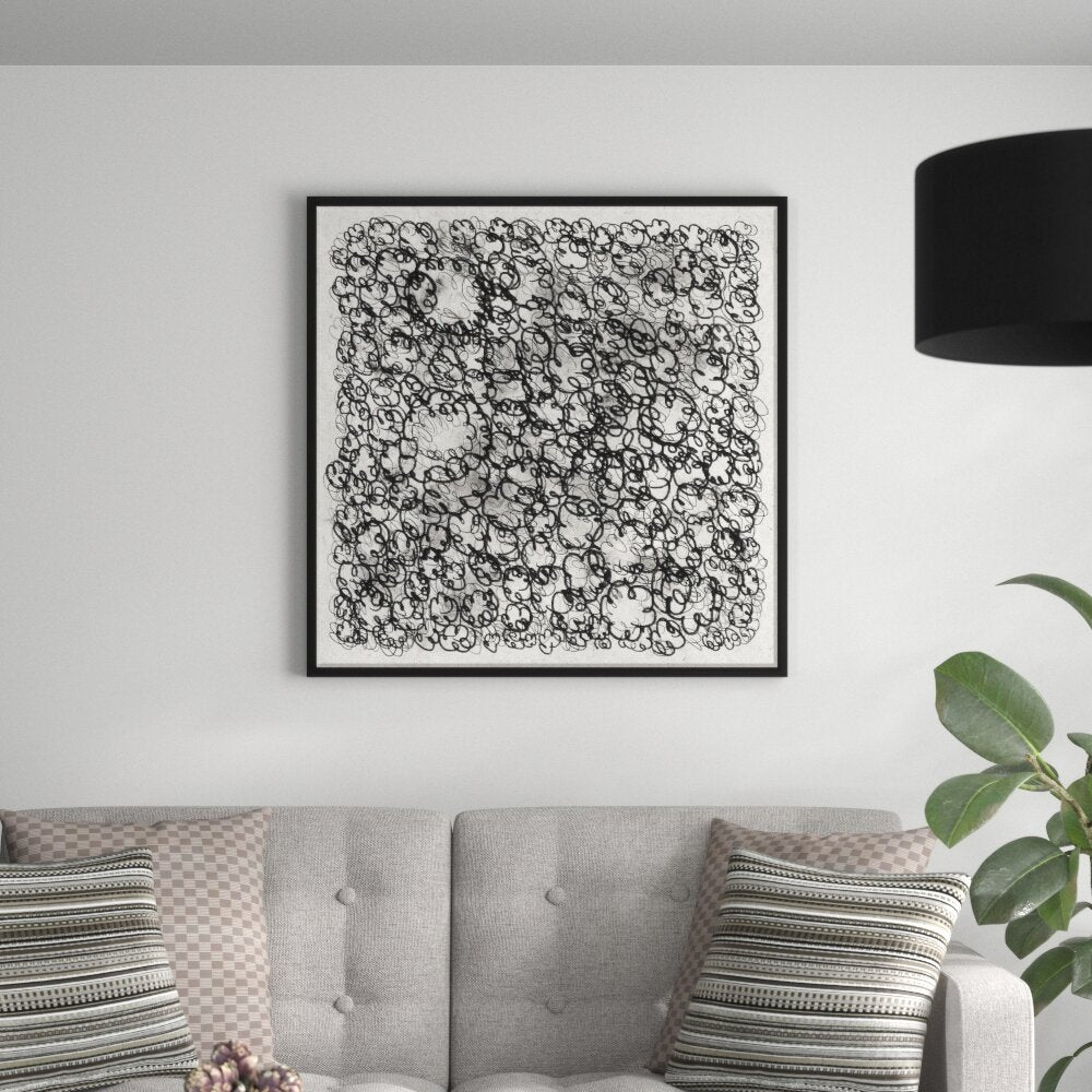 'Vibrating Flowers Congregating - Charcoal' Framed Graphic Art Print on Canvas K7711