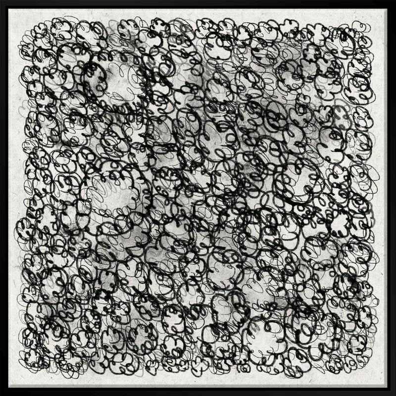 'Vibrating Flowers Congregating - Charcoal' Framed Graphic Art Print on Canvas K7711