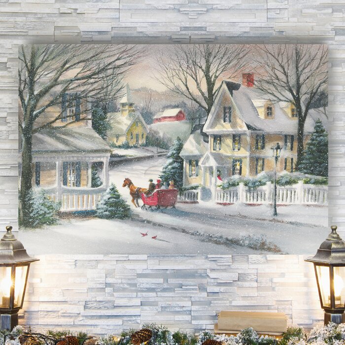 'Village Sleigh Ride - Gallery' by Parvez Taj Wrapped Canvas Print - 24" x 32" (#K5739)