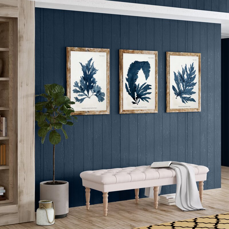 'Vintage Fronds' - 3 Piece Picture Frame Graphic Art Print Set on Paper QL173