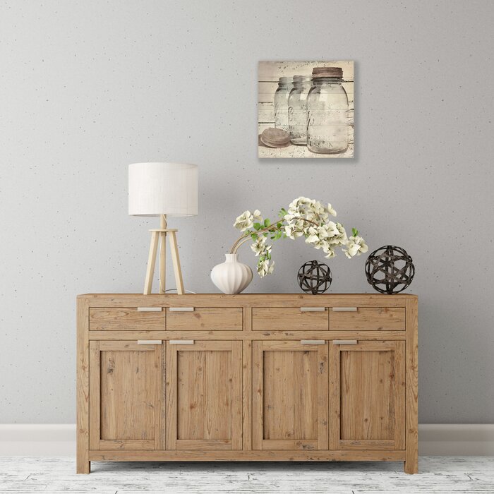 'Vintage Jars II' Graphic Art Print on Wood EE815