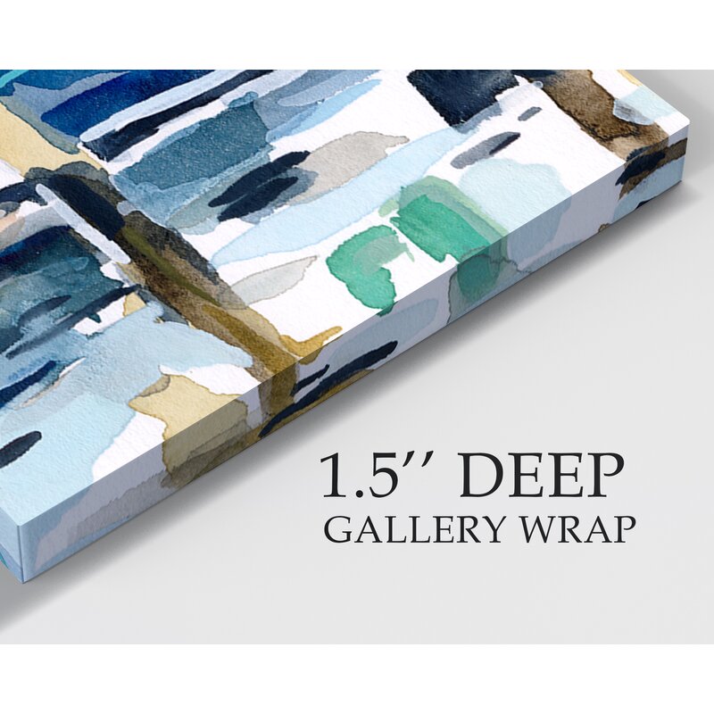Blue/White 'Watercolor Marina II' - Painting Print on Canvas K7778