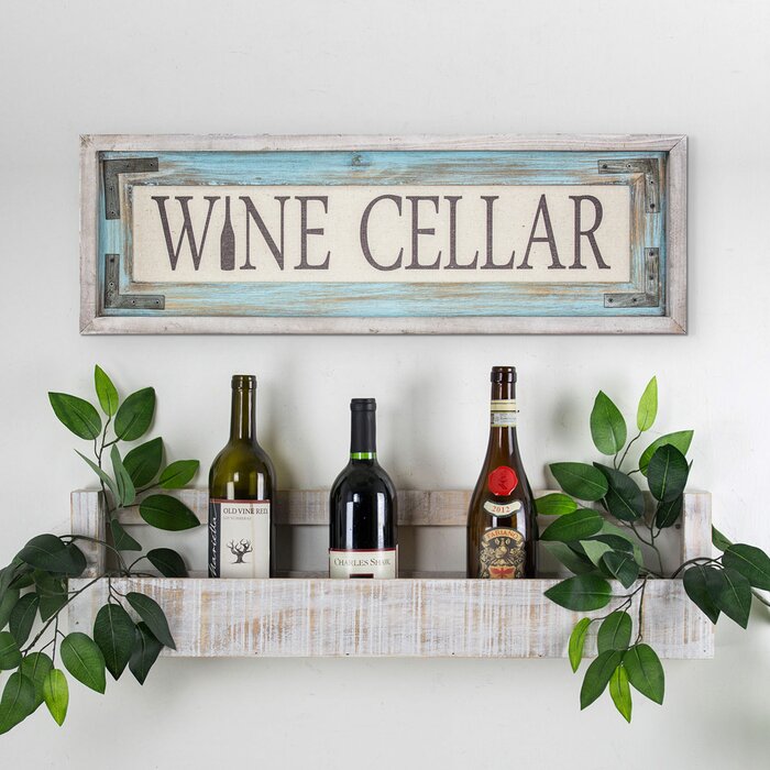 'Wine Cellar' Wood Framed Canvas Sign Farmhouse Wall Decor (#K6006)