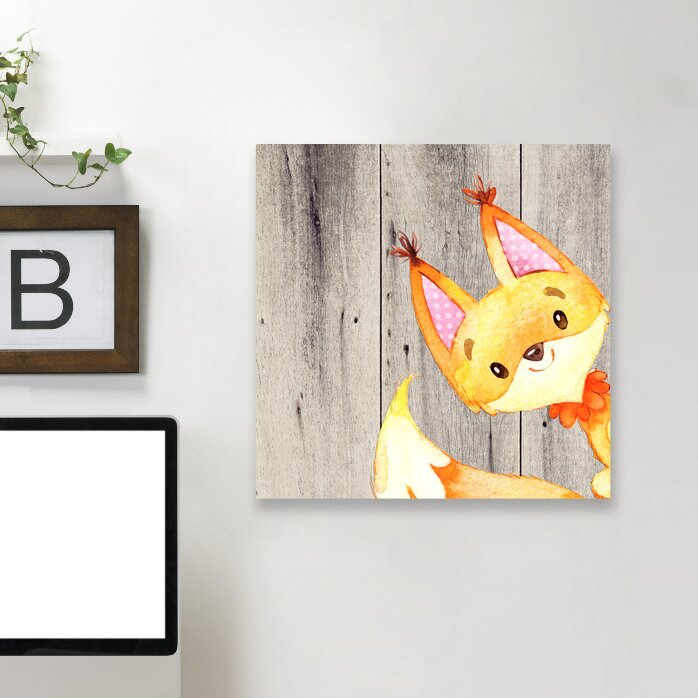 'Woodland Friends Wild Animal Fox Square' Graphic Art Print on Canvas LX5389