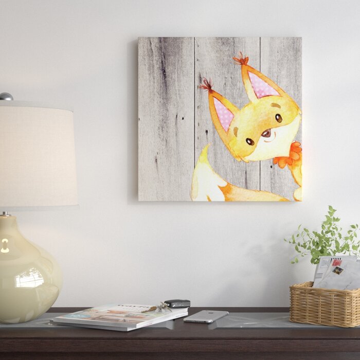 'Woodland Friends Wild Animal Fox Square' Graphic Art Print on Canvas LX5389