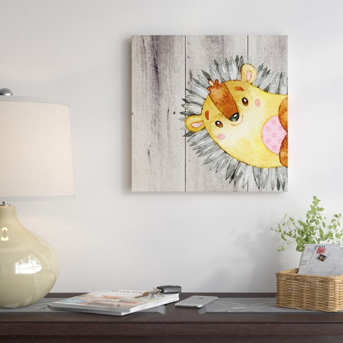 'Woodland Friends Wild Animal Hedgehog Square' Graphic Art Print on Canvas LX5388