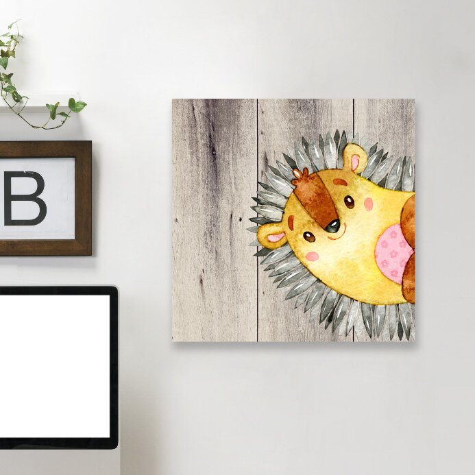 'Woodland Friends Wild Animal Hedgehog Square' Graphic Art Print on Canvas LX5388