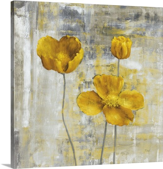 'Yellow Flowers II' by Carol Black Painting Print on Canvas - 8" x 8" (#K3635)