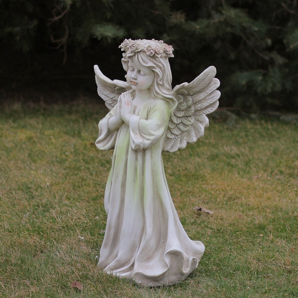 27" Angel Kneeling in Prayer Outdoor Patio Garden Statue #LX4293